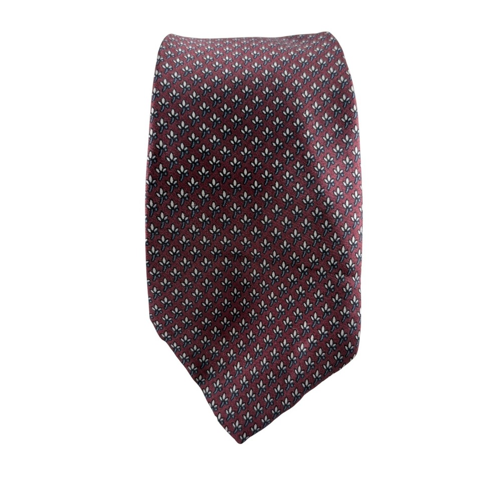 Men's Maroon Patterned Silk Tie - Classic Formal Accessory